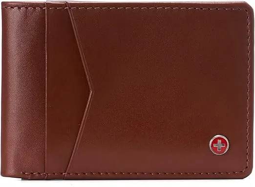 Alpine Swiss Men’s Delaney Slimfold RFID Safe Slim Bifold Wallet Smooth Leather Comes in Gift Box