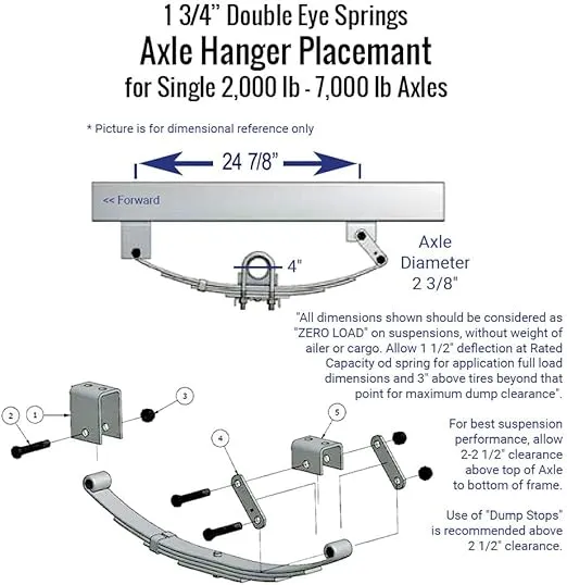 The Trailer Parts Outlet - 2k TK Trailer Axle - 2000 lb Idler, 61" Hubface 46" Spring Center / 4x4 Bolt Pattern