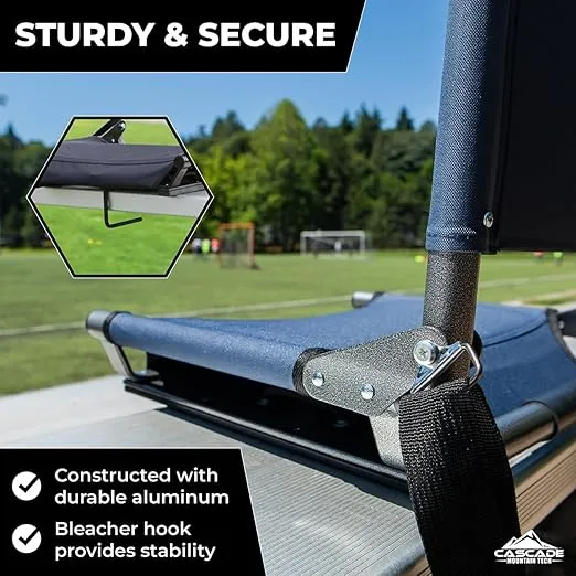 Cascade Mountain Tech Portable Folding Steel Stadium Seats for Bleachers , Grey, Regular - 17"