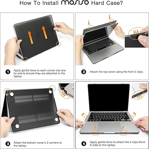 MOSISO Compatible with MacBook Air 13 inch Case 2024 2023 2022 M3 A3113 M2 A2681 Touch ID, Plastic Hard Shell&Keyboard Cover&Screen Film Compatible with MacBook Air 13.6 inch Case M2 M3, Black