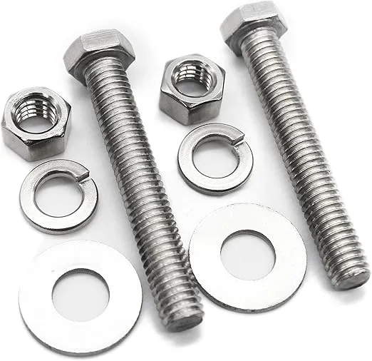 (10 Sets) 5/16-18x3" Stainless Steel Hex Head Screws Bolts, 5/16 Nuts, 5/16 Fender Flat washers& 5/16 Split Lock Washers, 18-8 (304) S/S, Fully Threaded by Bolt Fullerkreg