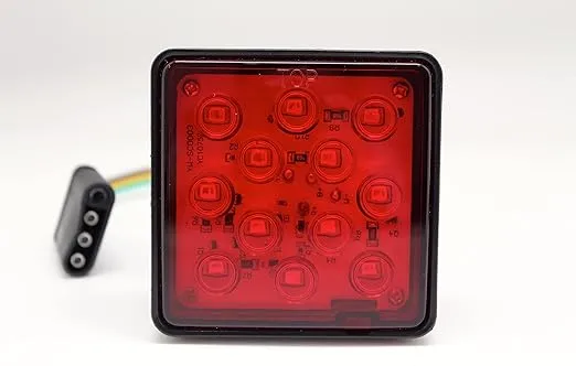 MAXXHAUL 50021 Trailer Hitch Cover with 12 LED's Brake and Tail Light Functions, 1 Pack