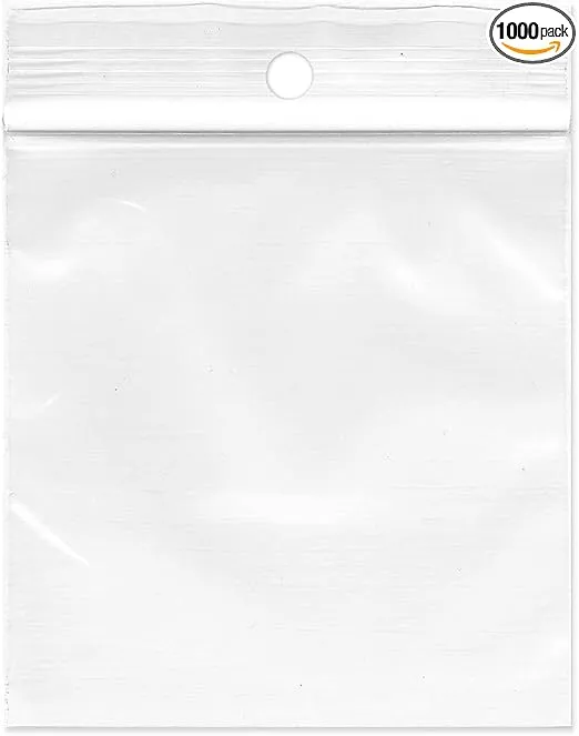 PSBM 6 Inch x 6 Inch Ziplock Bags, 1000 Count 2 Mil Clear Reclosable Zip Poly Plastic Parts Bags, Lightweight & Durable Reclosable Zip Bags for storage and organization