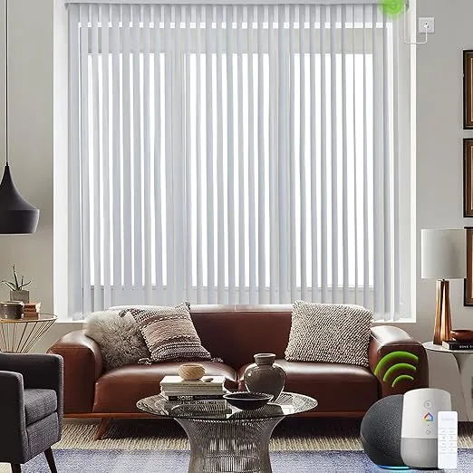 Yoolax Motorized Vertical Blind, Sliding Door Blinds, Blinds for Sliding Glass Doors with Alexa, Door Blinds with Power Motor, Custom Size, Suitable for Sliding Patio Glass Doors Window, White