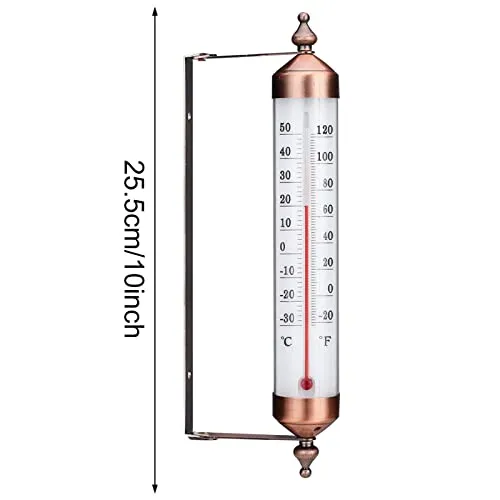 Garden Thermometer - Outdoor Thermometer with Bronze Design | Wall Thermometer for Outdoor Temperature Display, Wall, Greenhouse, Garage, Easy to Hang