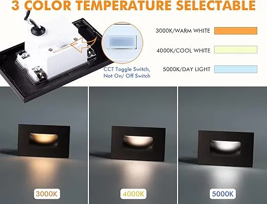CLOUDY BAY 12V Low Voltage 3 Color Indoor and Outdoor LED Step Light,3000K/4000K/5000K,Stair Light,Oil Rubbed Bronze,3 Pack, Wet Location(Low Voltage Transformer is Required)