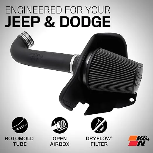 K&N Cold Air Intake System: High-Flow Air-Filter, Increase Performance & Horsepower: Compatible with 2011-2023 DODGE Durango; 2011-2021 JEEP Grand Cherokee, 30-1563