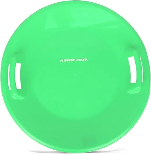 Slippery Racer Heavy-Duty Cold Resistant Downhill Pro Plastic Outdoor Winter Saucer Disc Snow Sled with Handles.