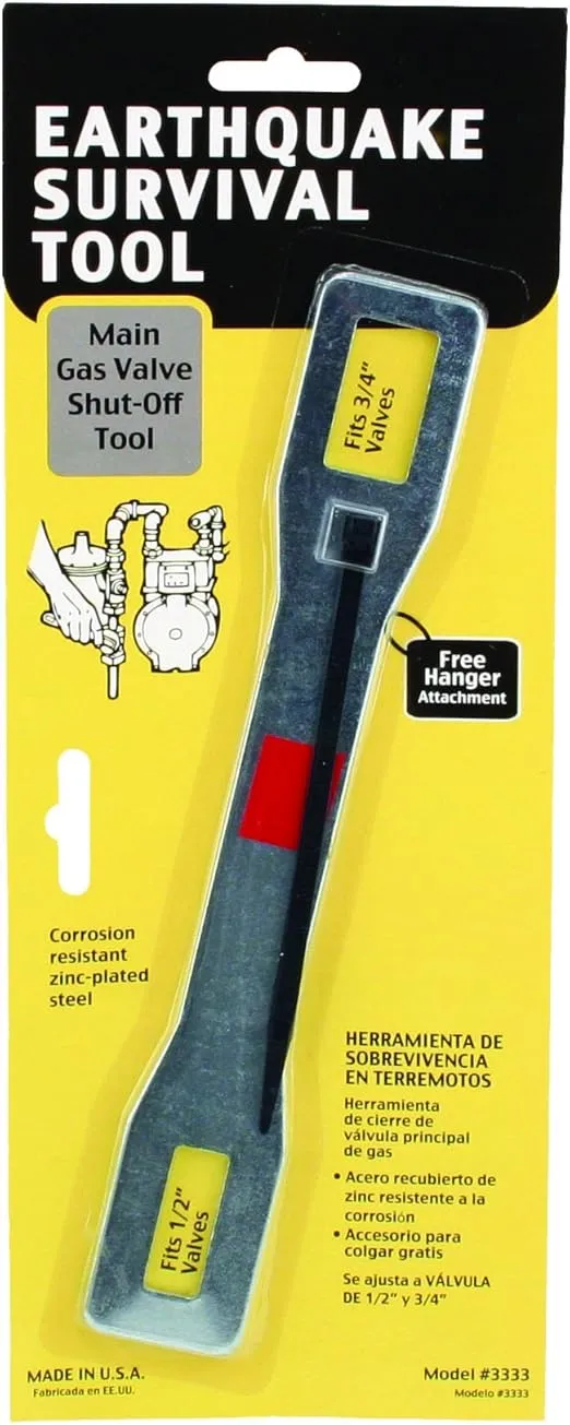 Ready America 3333 Earthquake Survival Tool, Emergency Gas Shut Off Wrench , Black