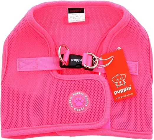 Puppia Neon Soft Vest Harness Step-in No Choke No Pull Walking Training for Small and Medium Dog, Pink, X-Large