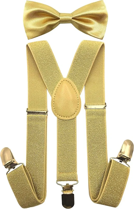 Kids, Toddlers Suspender and Bow Tie Set, Adjustable Set and Colors for Boys and Girls