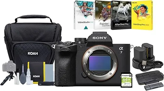 Sony Alpha 7 IV Full-Frame Mirrorless Interchangeable Lens Camera (Body Only) Bundle with Battery and Dual Charger (2-Pack), Camera Case, Software Suite, Memory Card and Storage Case (6 Items)