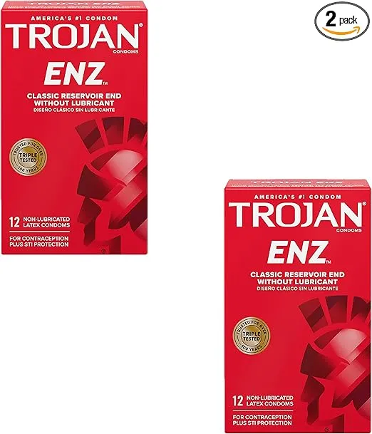 Trojan Enz Non-lubricated Condoms, 12 Count (Pack of 2)