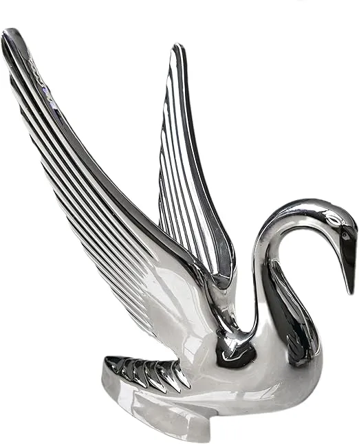 Heavy-Duty Chromed Swan Hood Ornament, Cast Metal