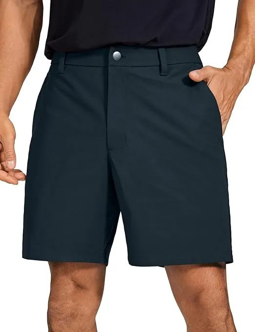 CRZ YOGA Men's All Day Comfy Golf Shorts - 7"/9" Stretch Lightweight Casual Work Flat Front Shorts with Pockets
