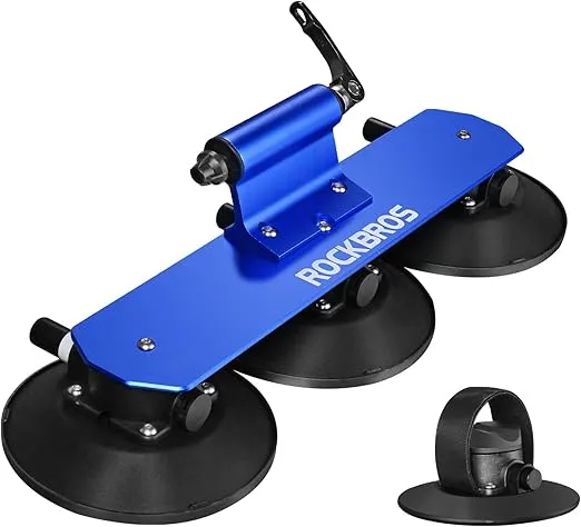 ROCKBROS Suction Cup Bike Rack for Car Roof Top Sucker Bike Rack Quick Release Aluminium Alloy Bike Carrier with Sucker for 1 Blue