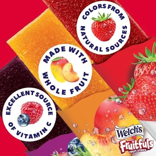 Welch’s Absolute Fruitfuls Fruit Strips, Tasty Dried Fruit Snacks for School Lunches, Berry Medley, 0.5oz (Pack of 10)