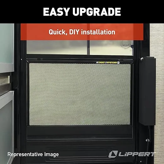 Lippert Components 859794 Screen Defender RV Entry Door Aluminum Screen Protector, 30-inch, Black
