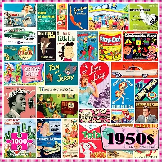 Re-Marks 1950s Pop Culture Puzzle, 1000-Piece Puzzle for All Ages, Family Jigsaw Puzzle