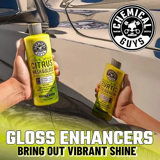 Chemical Guys CWS_301_64 Citrus Wash & Gloss Foaming Car Wash Soap (Works with Foam Cannons, Foam Guns or Bucket Washes) For Cars, Trucks, Motorcycles, RVs & More, 64 fl oz (Half Gallon) Citrus Scent