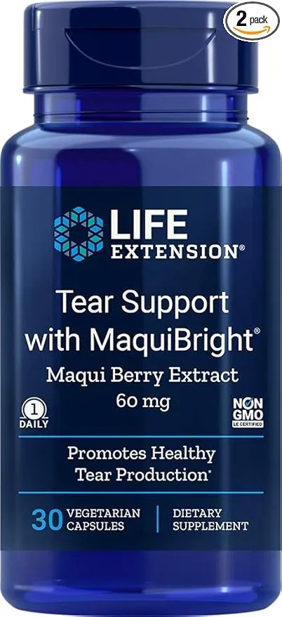 Tear Support with MaquiBright 60 mg, 30 Vegetarian Capsules (Pack of 2)