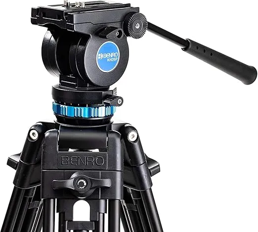 Benro KH25P Video Tripod with Head, 11lb Payload, Continuous Pan Drag, Anti-Rotation Camera Plate (KH26P)