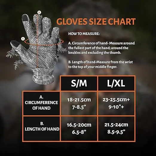 QuikCamo Mossy Oak and Realtree Lightweight 3D Leafy Camo Hunting Gloves for Men (Touch Screen Enabled or Fingerless Options)