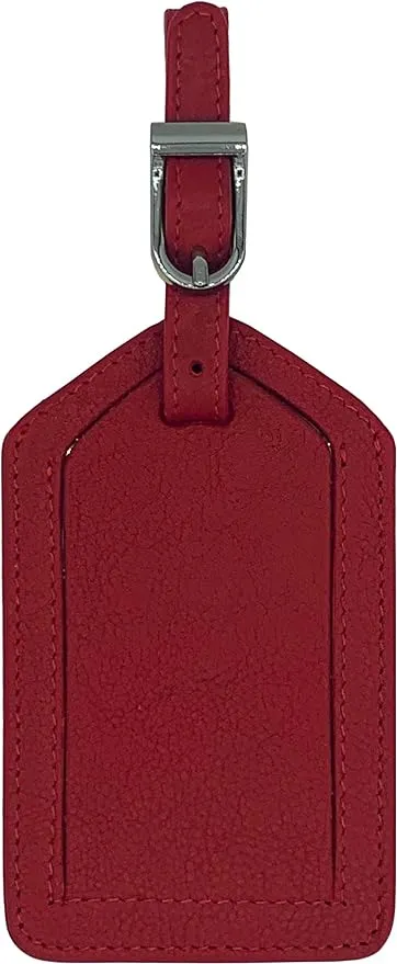 Red Genuine Top Grain Leather Luggage Tag