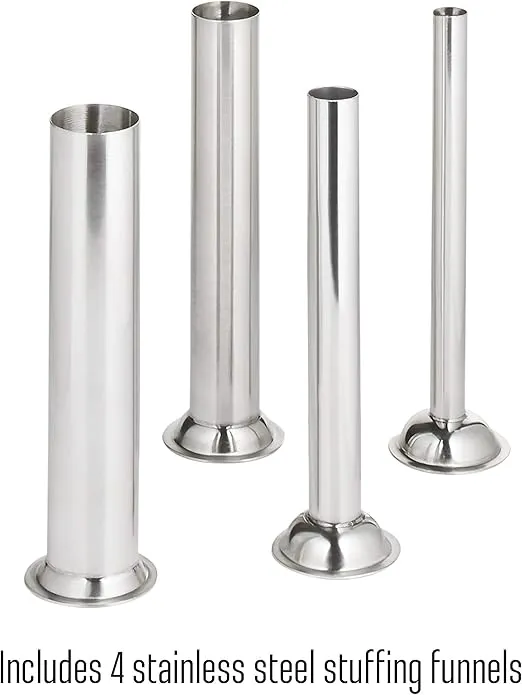 Weston Stainless Steel Vertical Sausage Stuffer, Includes Funnels, 7 lbs Capacity, Silver