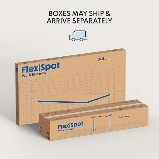 FLEXISPOT EN1 One-Piece Solid Wooden Standing Desk 48 x 24 Inches Height Adjustable Electric Sit Stand Home Office Desks (Black Frame + Rubber Wood Top, 2 Packages)