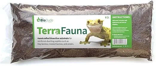 The Bio Dude Terra Fauna Bioactive Reptile Substrate 6 quarts for Terrarium and Vivarium Habitat. Great for Crested Geckos, Gargoyle Geckos, Day Geckos, Whites Tree Frogs and Indoor Gardening