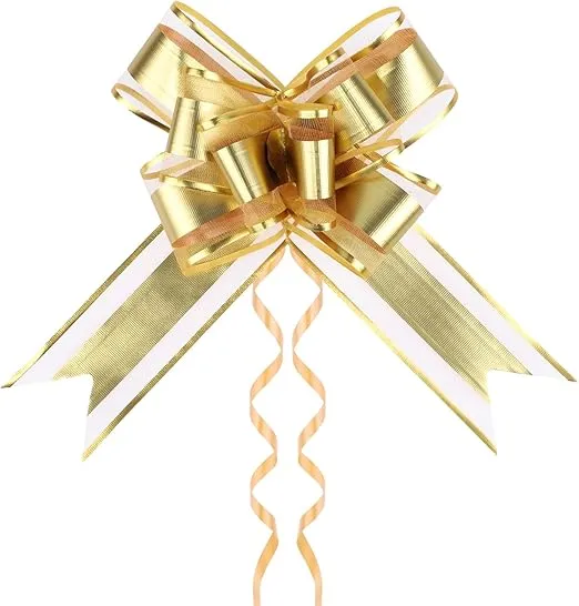 20 PCS Large Pull Bows,bow for gift wrapping,6 inches,Christmas party birthday gift wedding ribbon bows for wrapping boxes or flower decorations, Valentine's Day gift decorations (Yellow/Gold)