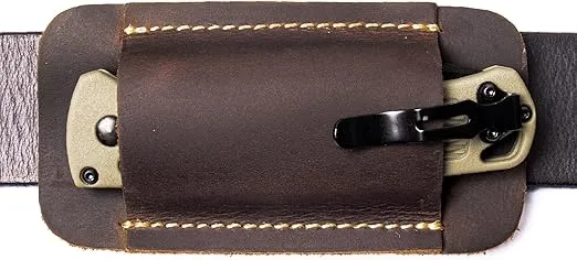 Topstache Leather Knife Sheath, Handmade Knife Holster, Horizontal Carry Leather Sheath for Belt, EDC Pocket Organizer for Men,Size S,Darkbrown