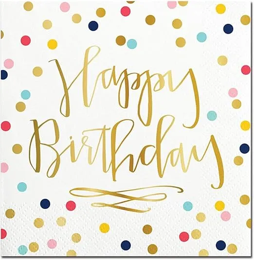 Slant Collections Slant Collections-20-Count Paper Beverage/Cocktail Napkins, 5 x 5-Inch, Happy Birthday