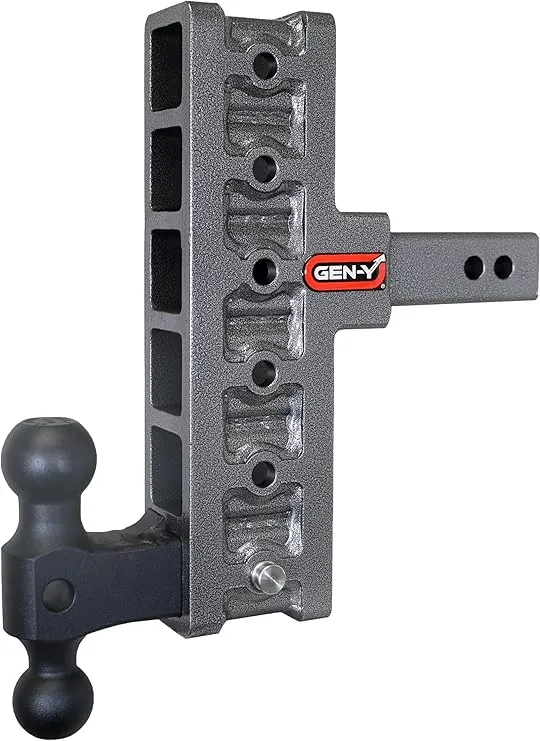 GEN-Y GH-216 MEGA-Duty Adjustable 7.5" Offset Drop Hitch with GH-051 Dual-Ball for 2" Receiver - 16,000 LB Towing Capacity - 2,000 LB Tongue Weight