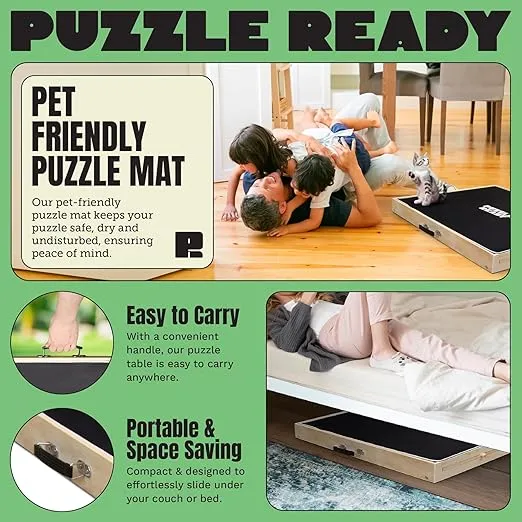 Puzzle Board Tilting with Drawers & Cover Mat - 1500 Pieces Wooden Jigsaw Puzzle Table - 36”x27” Portable Puzzle Board - 3 Tilting Angles & Felt Working Surface - Puzzle Ready