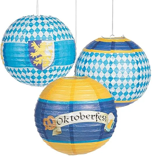 Fun Express Oktoberfest Hanging Paper Lanterns Decorations (Set of 6) Oktoberfest Party Supplies