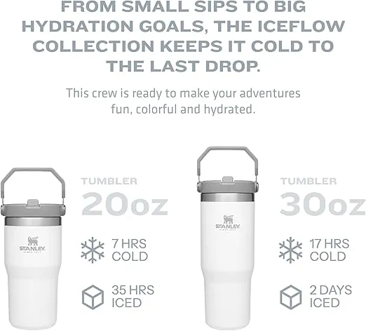 Stanley IceFlow Flip Straw Tumbler with Handle 30 oz | Twist On Lid and Flip Up Straw | Leak Resistant Water Bottle | Insulated Stainless Steel |BPA-Free | Lilac