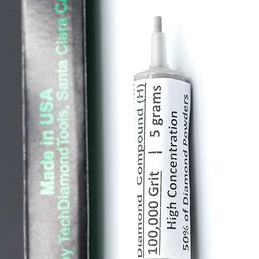TechDiamondTools Diamond Polishing Compound Polishing Paste USA Made 100,000 Grit 0-0.25 Micron for Marble Glass Metal Rock Jewelry Resin Silver Chrome Gemstone with High Concentration Diamond Powder