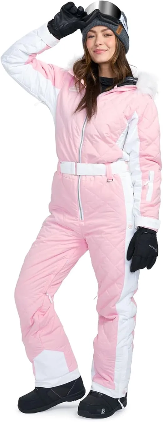 Tipsy Elves Snow Suits for Women - Retro Cute Women’s Insulated Ski Suit - Warm Waterproof Winter One Piece Outfit