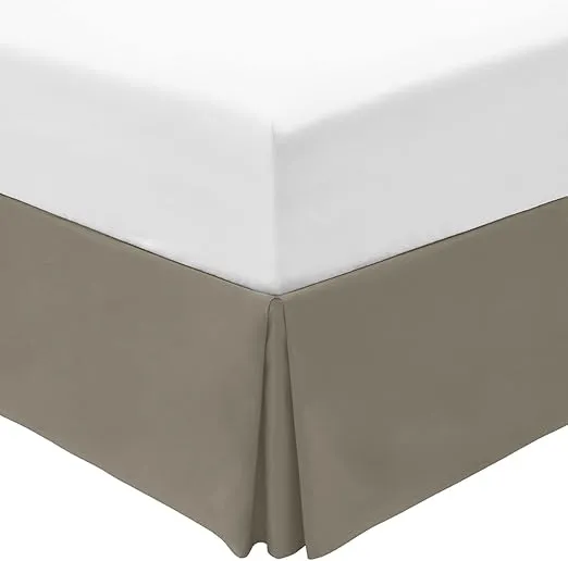 Mellanni Bed Skirt Twin XL Size - Bed Frame - 15-Inch Tailored Drop Pleated Dust Ruffle - Hotel Luxury Bedding - Wrinkle, Fade, Stain Resistant - 1 Bedskirt (Twin XL, Dark Taupe)