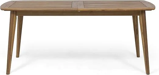 GDFStudio Outdoor Acacia Wood Expandable Dining Table, Teak