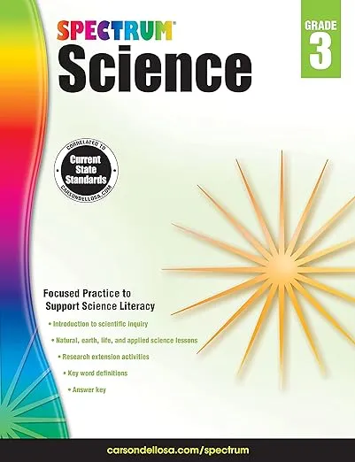 Spectrum 3rd Grade Science Workbooks, Ages 8 to 9, Grade 3 Science, Physical, Space, Earth, and Life Science, the History and Nature of Science With Research Activities - 144 Pages (Volume 55)