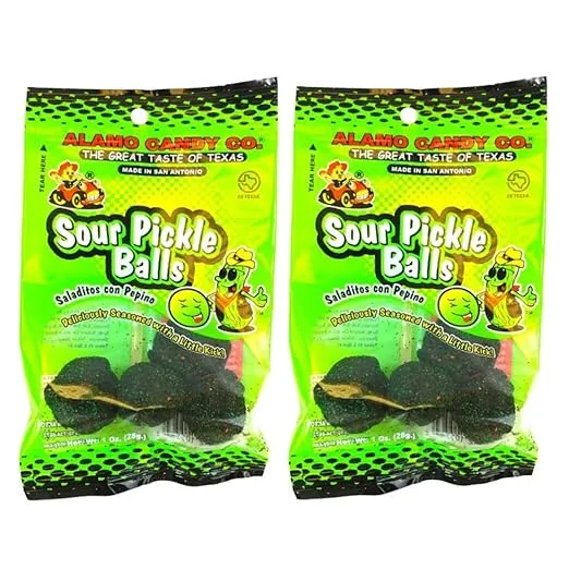 2 set of 2 Pack - Alamo Candy Sour Pickle Balls, 1 Oz
