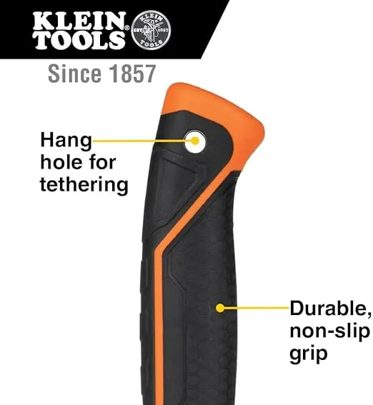 Klein Tools H80820 Straight-Claw Hammer, 20-Ounce, Fiberglass Non-Slip Shock Absorbing Grip Handle with Tether Hole, 13-Inch