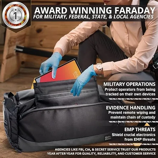 Mission Darkness Disconnect Faraday Duffel Bag + 4 Detachable Faraday Pockets // Military-Grade RF Shielding for Large Electronics & Mobile Devices // Travel Protection Signal Isolation Data Privacy