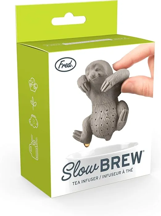 Genuine Fred, SLOW BREW, Sloth Resuable Silicone Tea Infuser, Gray, Fun Gift for Tea Lovers, Clever Kitchen Gadget