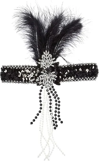 Forum Novelties Roaring 20's Deluxe Black and Silver Flapper Headband