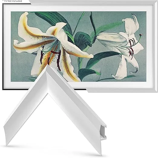 Frame My TV Deco TV Frames Alloy Prismatic - Pure White Bezel Compatible ONLY with Samsung The Frame TV (55", Fits 2021-2025 Frame TV)
