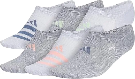 adidas Women's Superlite 3.0 Super No Show Athletic Socks Ultra Low-Profile with Targeted Cushion (6 Pairs)